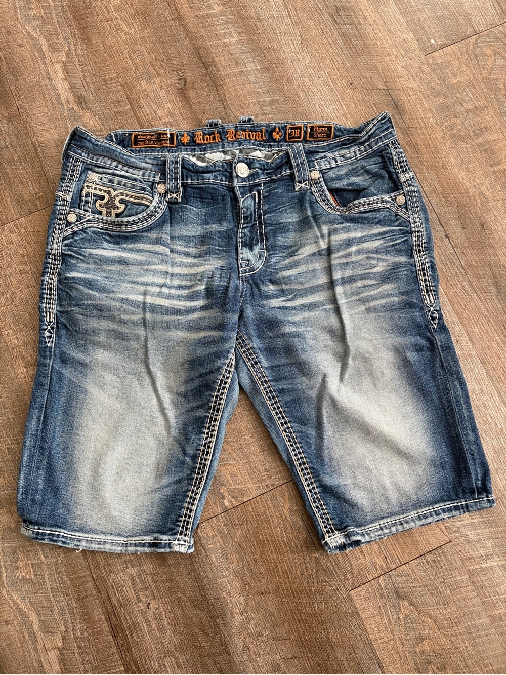 Rock Revival Men's Faded Blue Distressed Jean Shorts
